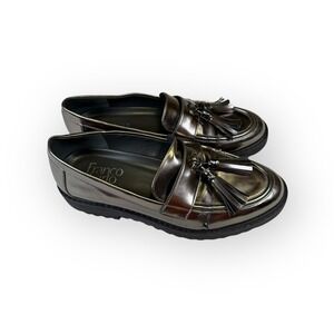 Franco Sarto Metallic Silver Tassel Loafer Flats Women Shoes Size 6.5M‎